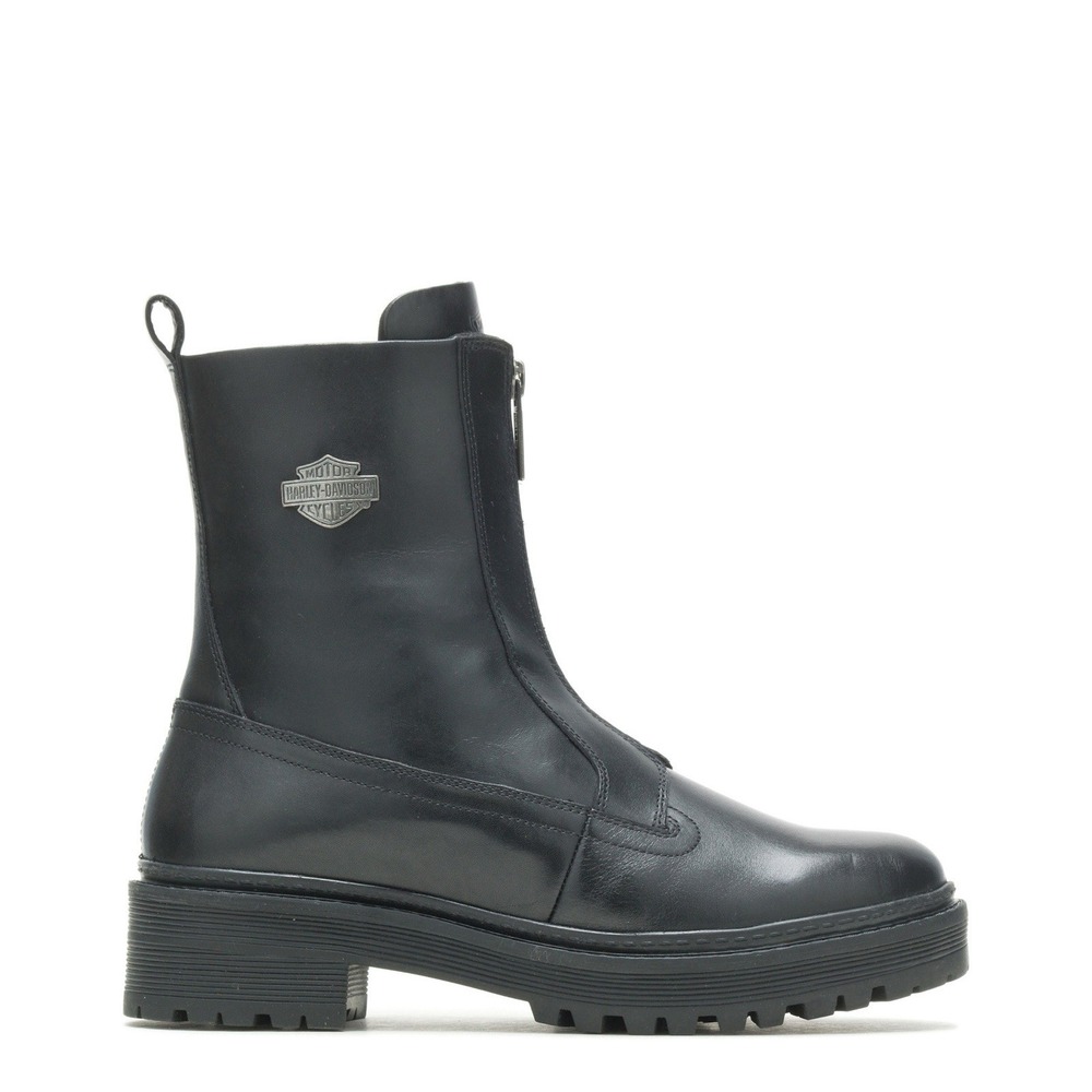 NWOB Harley-Davidson Kavan Black 9" Zip-Up Leather Fashion Boots D65003 Size 9